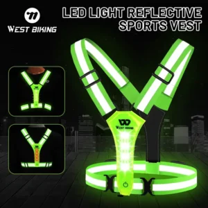 Cycling LED Reflective Vest Sport Safety Light Belt