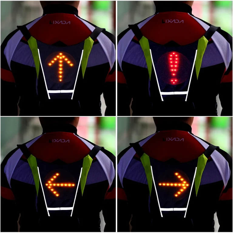 USB Reflective Vest Backpack with LED Turn Signal - Image 4