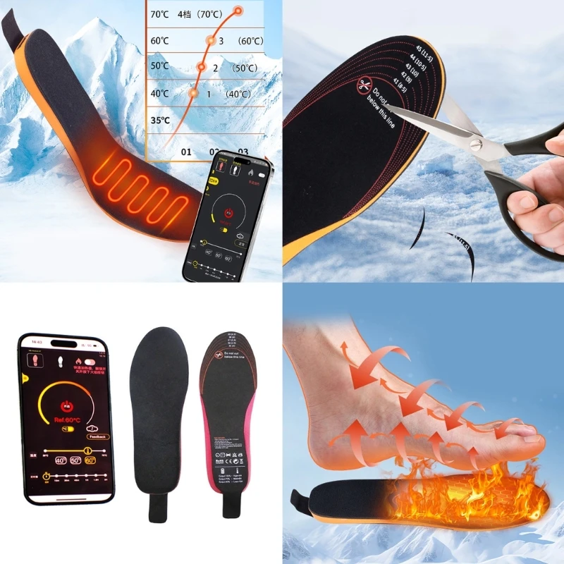 Electric Heated Insoles Washable and Cuttable
