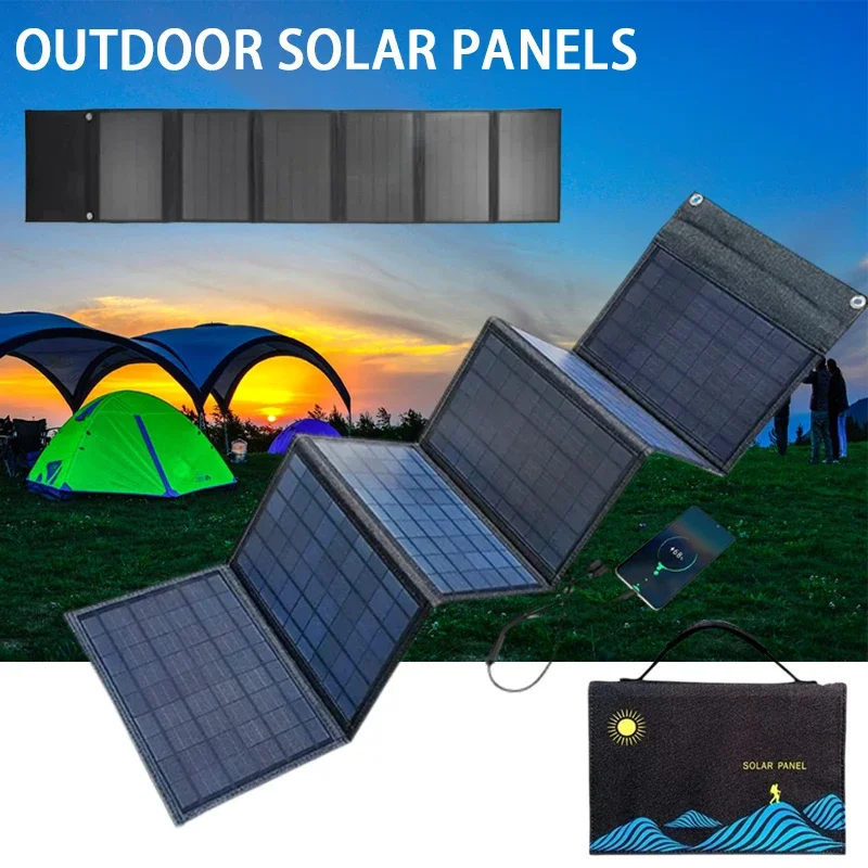 Folding Bag 10-100W Solar Panel Portable USB+DC Output Solar