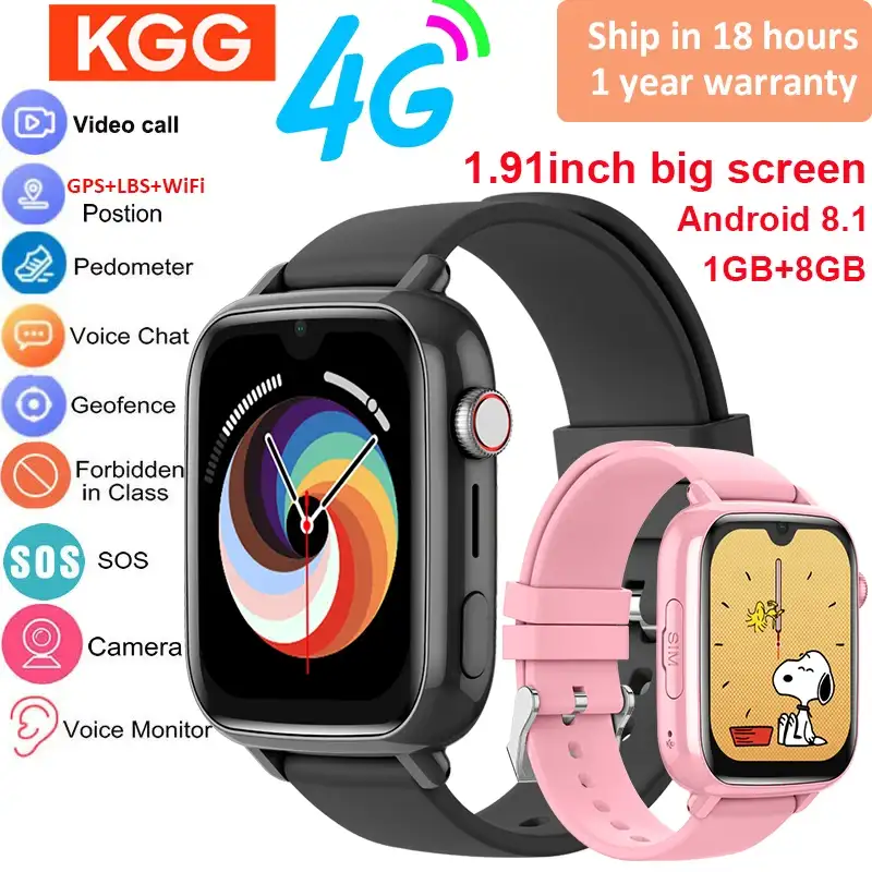 4G Smart Watch Kids GPS WIFI Video Call SOS APP