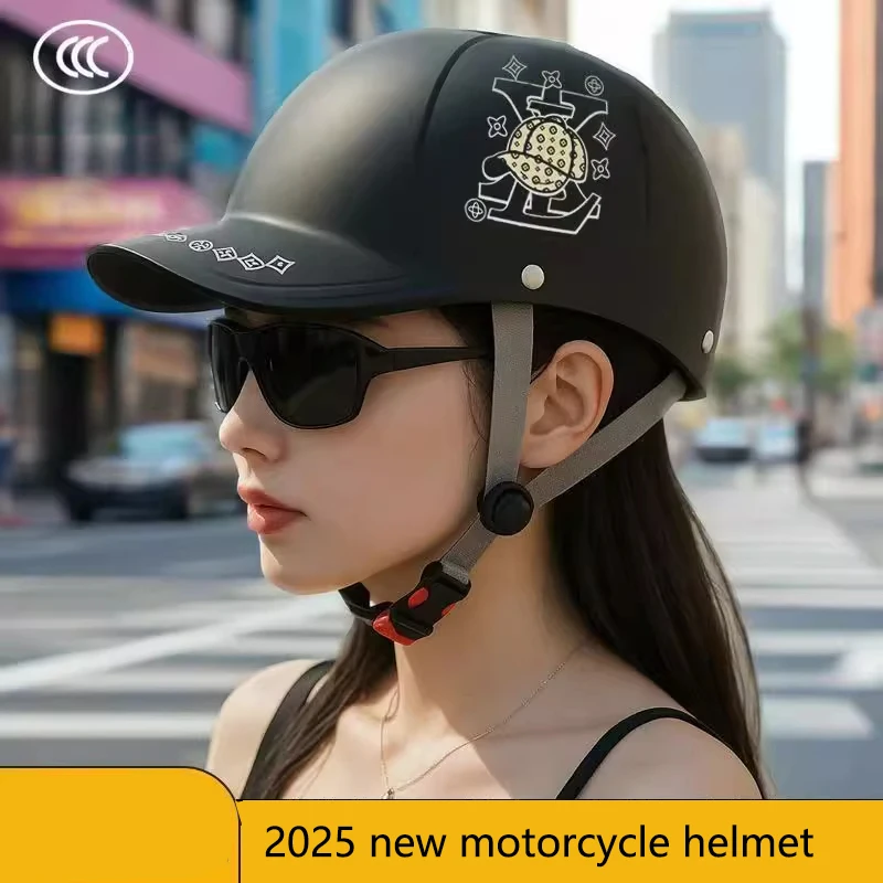 2025 Motorcycle Half Helmet Baseball Cap Style