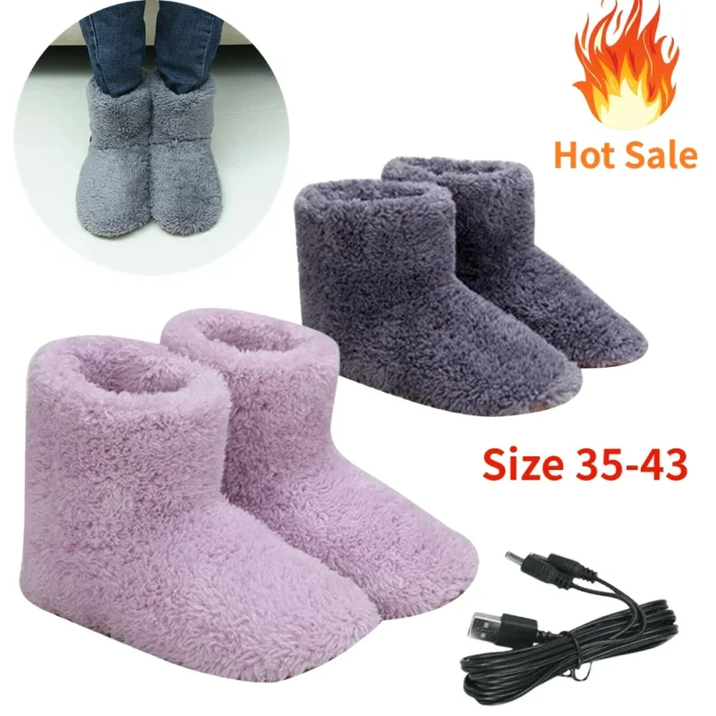 Winter USB Electric Heating Shoes for Comfortable Plush