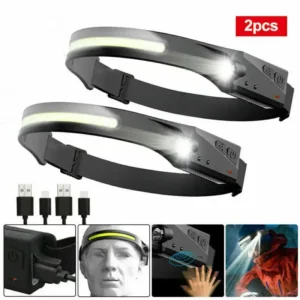 2PCS LED Bright Headlight USB Rechargeable