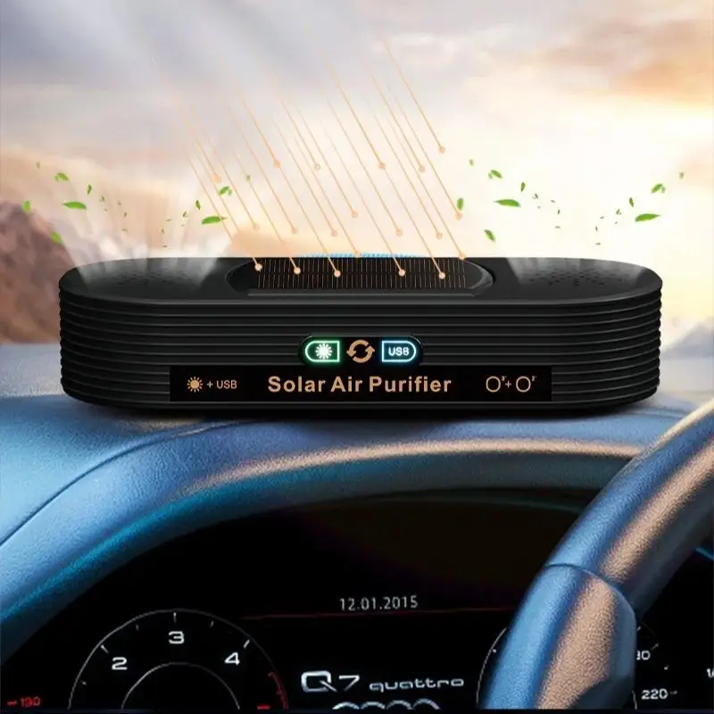 Solar/USB Car Air Purifier Auto-Switch Dual Power