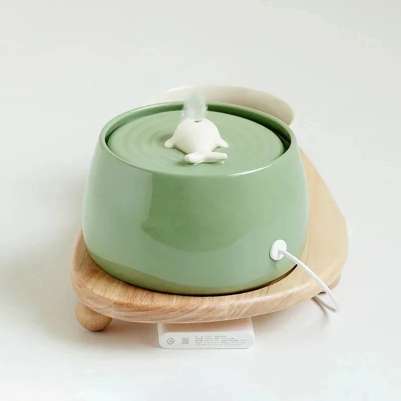 1.3 L Ceramic Cat Water Fountain USB Charging Pet Water Feeders