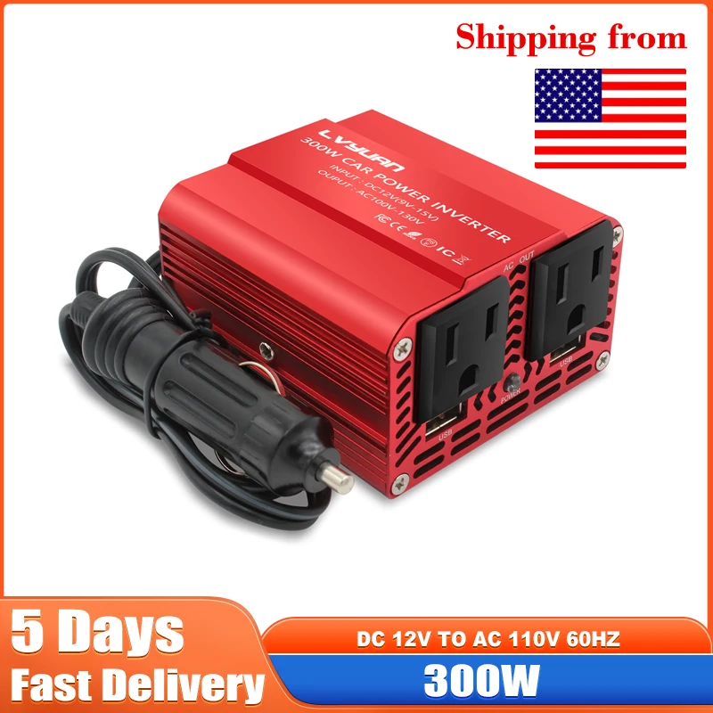 DC 12V to110V AC Car Inverter 300W DC to AC Power Converter