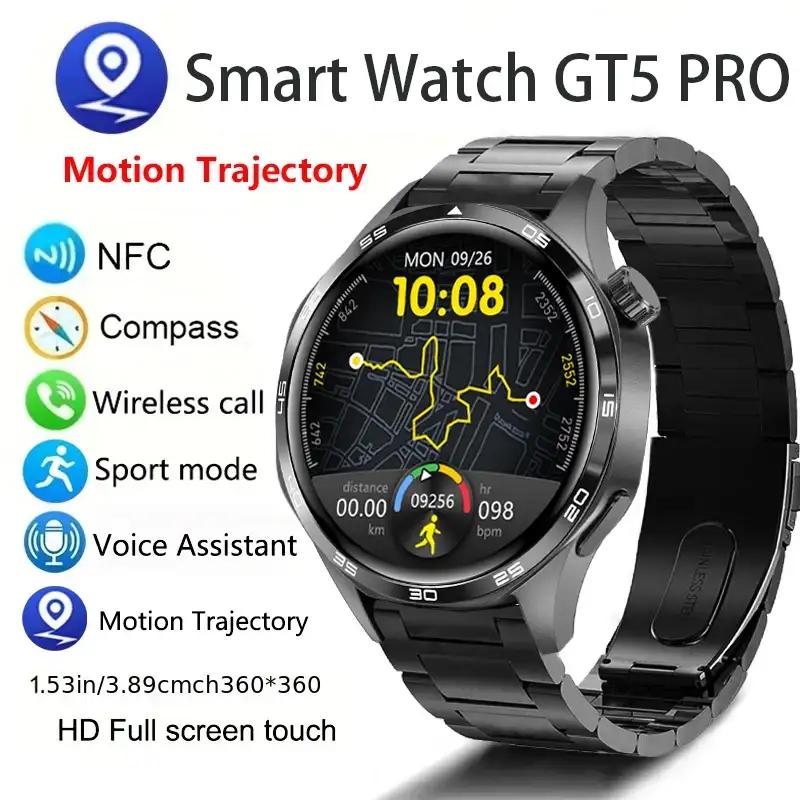 GT5 PRO Smart Watch Bluetooth Call GPS Trajectory NFC Heart Rate