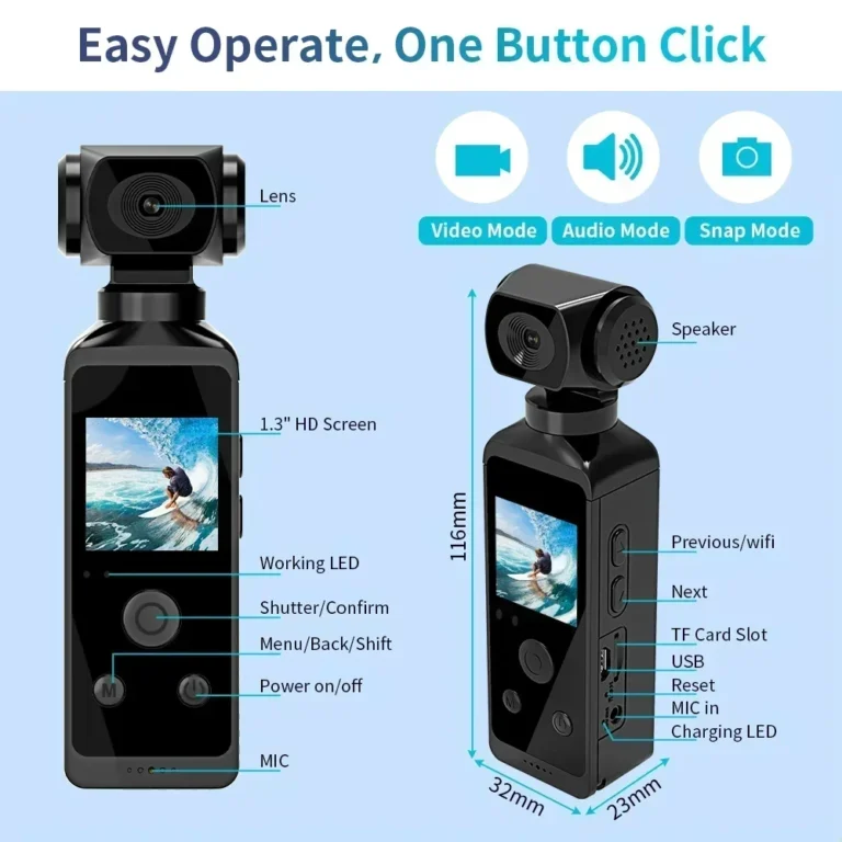 4K Ultra HD Pocket Action Camera 270° Rotatable Vlog - Image 5
