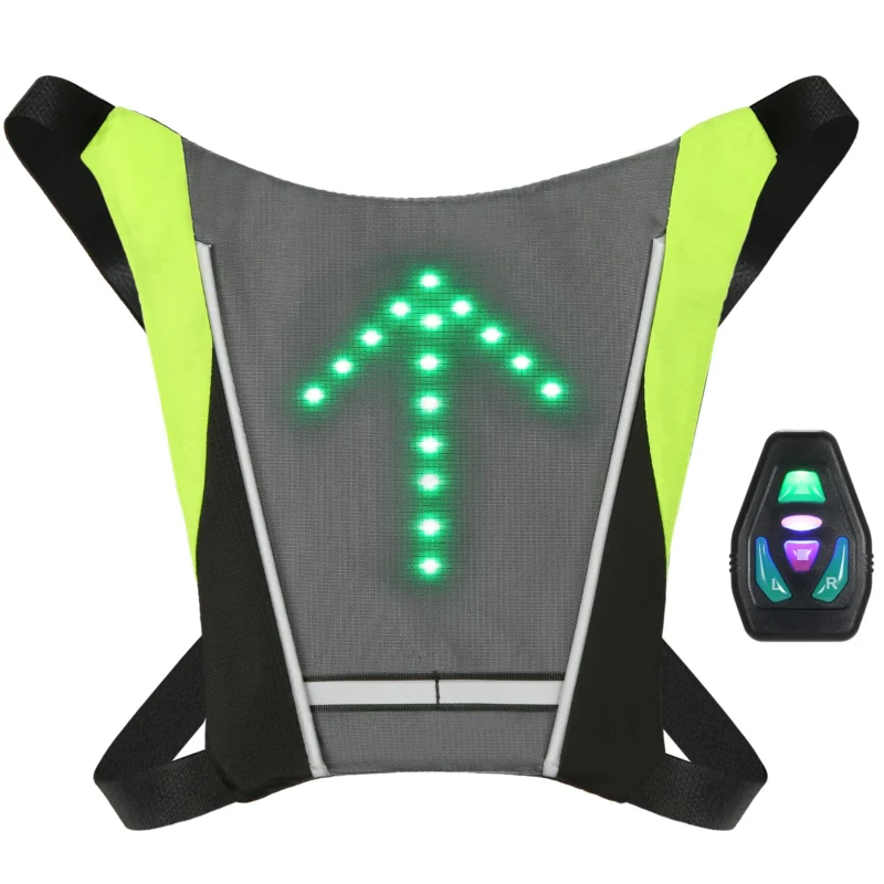 USB Reflective Vest Backpack with LED Turn Signal